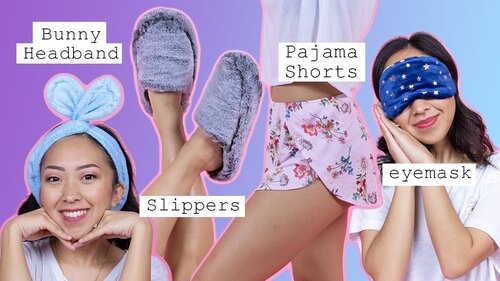 4 SEWING PROJECTS TO TREAT YOURSELF! | DIY Bunny Headband, Slippers, Pajama Shorts, and Eye Mask - YouTube