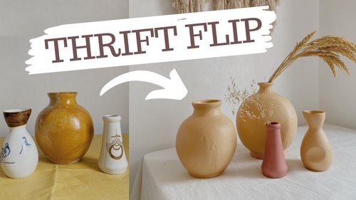 Thrift Flip | Upcycle Old Vases into Ceramic Vases |  DIY Textured Clay Finish - YouTube