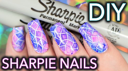 Sharpie Watercolour Nail Art WITH PATTERN!!! - YouTube