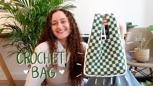 DIY checkered, crochet tote bag - tutorial - YouTube
