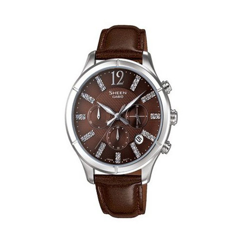 Casio watch with brown leather strap