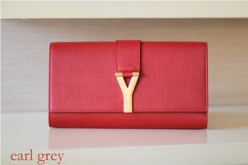 Saint Laurent Chyc Clutch in a perfect shade of red