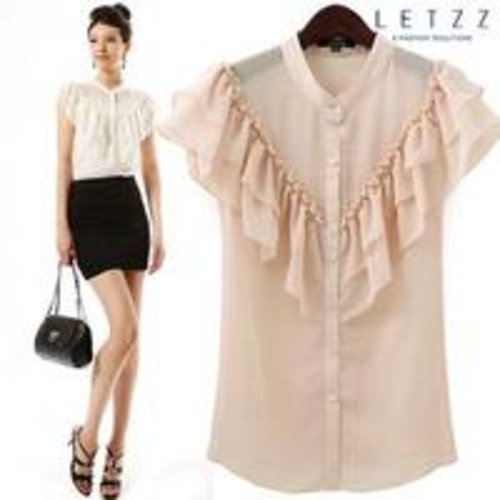 Rakuten BELANJA ONLINE: Jenny V Ruffle Detail Sleeveless Blouse (bs021) < T-Shirt/Top/Blouse < Fashion < Yes 24 Indonesia