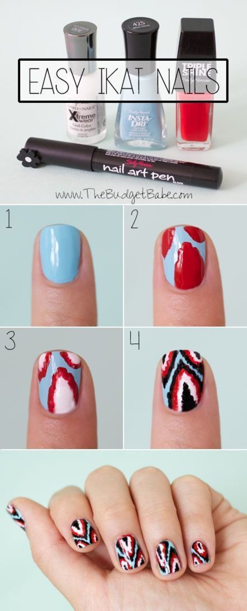 Ikat nail art nail tutorial