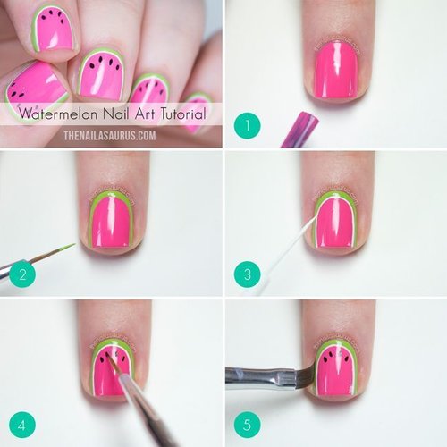 Watermelon nail art tutorial