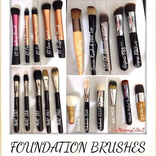 Foundation & Cream Blush Brushes #brushes #realtechniques #ecotools #soniakashuk #urbandecay #sigmabeauty #mac #hakuhodo #shisedo #everydaymineral #brushaddict #makeupjungkie #clozetteid #femaledaily