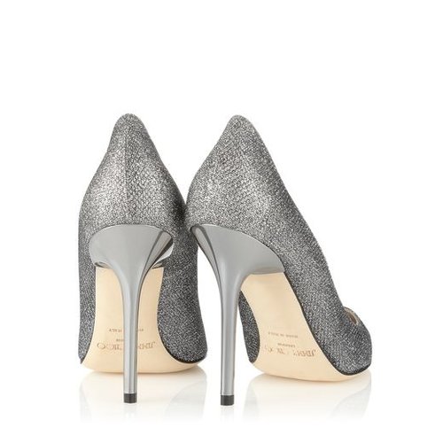 Jimmy Choo Abel Anthracite Lamé Glitter Pointy Toe Pumps