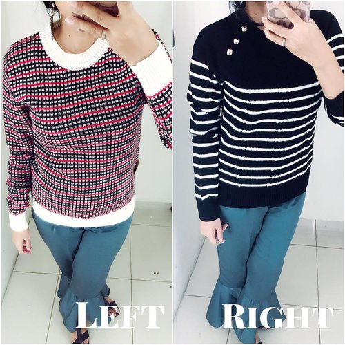 Which one? Left or right? 
I'm more inclined to the one on the right but whaddayathink 😉
.
.
.
.
.
.
#changingroomsituation #changingroom #tryon #stylefile #sweaterweather #sweateronfleek #helpmechoose #wiwt #postthepeople #aboutalook #instablogger #clozetteid