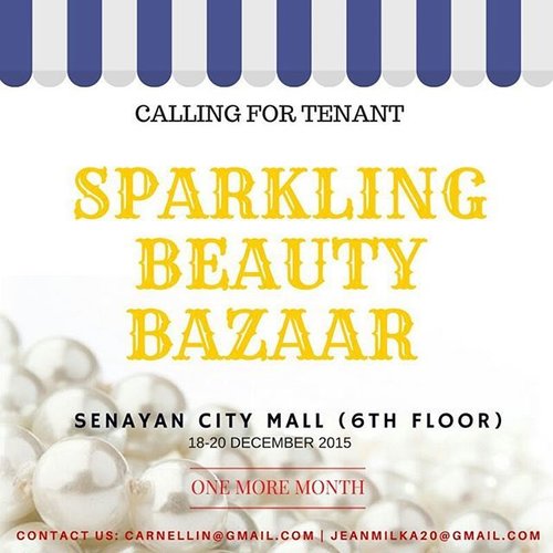 Calling all beauty and lifestyle brands and beauty bloggers! @bbmeetup is having another bazaar this year at @senayan_city

Kindly contact:
@jeanmilka jeanmilka20@gmail.com
@carnellin carnellin@gmail.com

It's gonna be huge cause we have space for tenants, workshops, and talkshows.

Spread the word

#Clozetteid #bazaar #bazaarjakarta #senayancity