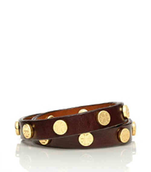 Leather Double Wrap Logo Stud Bracelet  | Womens Bracelets | ToryBurch.com