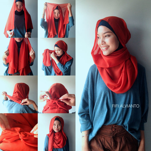 Hijab Tutorial. Super Simple! No pins needed and any other sharp things. #thetouchofred #GoDiscover #hijabChallenge #clozetteID