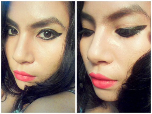 cat winged eyes make up look..