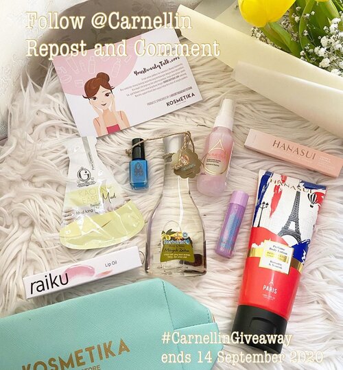 Hello lovelies, 
Thanks to YourBeautyTalk.com ada satu paket hadiah lagi yang bisa kalian menangkan, isinya ada:

-Hanasui Lip Cream
-Hanasui Perfume Body Lotion
-Nameera Perfecting Mist 
-Candy Crush Lip Balm
-Herborist Minyak Zaitun
-Madame Gie Beauty Mask
-Raiku Lip Oil
-Madam Gie Nail Polish
-Makeup Pouch

Caranya:
1. Follow @Carnellin
2. Like dan Repost dengan hashtag #CarnellinGiveaway boleh di igstory (harus di highlight) boleh di ig post. Tidak perlu tag @Carnellin. Cukup hashtag wajib.
3. Komen di post ini, artikel favorit kamu di YourBeautyTalk.com dan tag dua teman kamu (real account, bukan brand dan bukan spam). 
4. #giveaway berakhir tanggal 14 September 2020 dan pemenang dipilih random +/- 7 hari, lalu diumumkan di IG story @carnellin dengan di tag (24 jam). 
5. Pemenang bayar ongkir hadiah. 
6. Boleh komen dan like postingan aku yang lain. 
7. 1 akun boleh komen maksimal 3x dengan tag teman-teman yang berbeda. 
8. Boleh ikutan #CarnellinGA yang lain (namun pemenang hanya boleh dapat 1 paket hadiah). 
9. Be kind and be nice to each other ya dalam mengikuti giveaway ini 😊 let’s spread positivity. 
10. Semoga beruntung. 

Psst..Rajin-rajin baca igstory aku ya, jika ada info lebih lanjut atau pertanyaan biasanya aku jawab di igstory juga. 

#hadiah #igdaily #clozetteID #instadaily #igers #beauty #skincare #beautygifts #beautyproducts #beautygiveaway #makeup #Madamgie #hanasui #herborist #raiku #nameera #facemask #bodylotion #perfume #lipcream