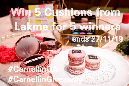 Hello lovelies,#CarnellinGA with @lakmemakeup starts NOW 😘Buat kamu yang belum menang di #CARNELLINGIVEAWAY sebelumnya dan masih menunggu youtube.com/Carnellin, masih ada #giveaway tambahan kejutan dari #LakmeReinventTau donk cushion yang amat sangat cantik dan jadi favorit berbagai influencer itu? Nah kamu bisa ikutan cobain. Ada 5 cushion dengan shade sebagai berikut:(1 cushion) 1 Nude Fair(3 cushion) 2 Light Sand(1 cushion) 3 Medium HoneyJadi 1 orang bisa memenangkan shade nomor 1, 3 orang bisa memenangkan shade nomor 2, dan 1 orang lagi bisa memenangkan shade nomor 3, total 5 pemenang.Caranya mudahh banget. 💐1. Like post ini dan komen shade apa yang mau kamu menangin. Pemenang akan disesuaikan dengan shade yang dimau. Tag 2 teman kamu di komen tersebut.💐2. Share di IG story (di highlight ya) dan IG post kamu (bisa salah satu) dengan hashtag wajib #CarnellinGA #CARNELLINGIVEAWAY Tag @lakmemakeup 💐3. Wajib follow @Carnellin, @lakmemakeup dan @lakmeprgirl Silahkan spam like dan spam komen kalau kamu mau, tapi harus tag 2 orang teman yang berbeda di setiap komen. (JANGAN tag orang yang kamu gak kenal ya, nanti dilaporin spam bisa batal giveawaynya). 💐4. Pemenang akan dipilih random setelah giveaway berakhir tanggal 27 November 2019.5 pemenang akan aku tag di IG story dan punya waktu respon dalam 1x24 jam sejak pengumuman pemenang (sekitar tanggal 28-30 November 2019). That's it! GOOD LUCK dan thank you so much. -Indonesia only-_________#beauty #carnellinstyle #love #pink  #CushionSerbaBisa #lotd #ootd #photooftheday #photography #lookoftheday #beautyevent #event #macarons #lookbook #style #styleoftheday #ClozetteID#winmakeup  #clozetteIDPOTW #menangkan  #igbeauty