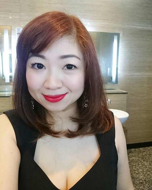 Today's makeup. Love love love @shuuemura_ww @shuuemuraid Tint in Gelato in Red, it is just ravishing. 
Hair by @sainbellesalon 
#clozetteid #motd #lotd #makeup #shuuemura #salonjakarta #beautyblogger