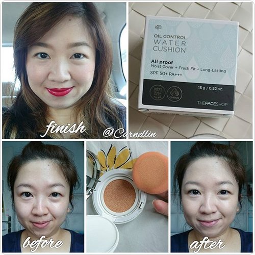 Using the new Oil Control Water Cushion from @thefaceshopid #clozetteid #beautyblogger #thefaceshop #watercushion #makeup #lotd #motd
