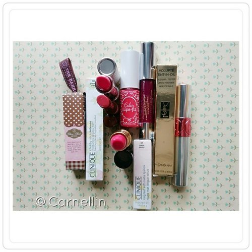 Today's homework 😘😘😘 #clozetteID #lipstick #makeup #ysl #clinique #etudehouse #etude #pink #coral #red #revlon #matte #glossy