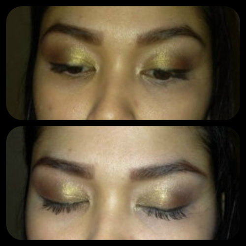 My friend and I were playing make up and she kinda learned how to blend eyeshadow on her left eye :)