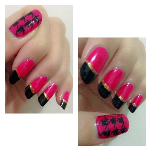 Pink Houndstooth nails art by me @FNpiipo