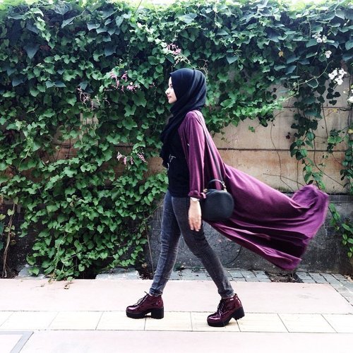 Outfit today. After class. Long outer from @rokroksolo 💀💜 #OOTD #ClozetteID