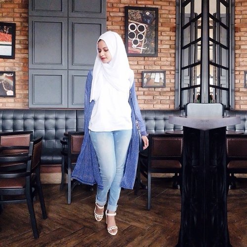 Outfit's Today. White top from @hijabsays &amp; Outer from @soffaholic. #ClozetteID