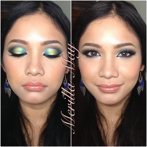 Glamour Green using Sariayu Kelimutu trio eyeshadow palette :)