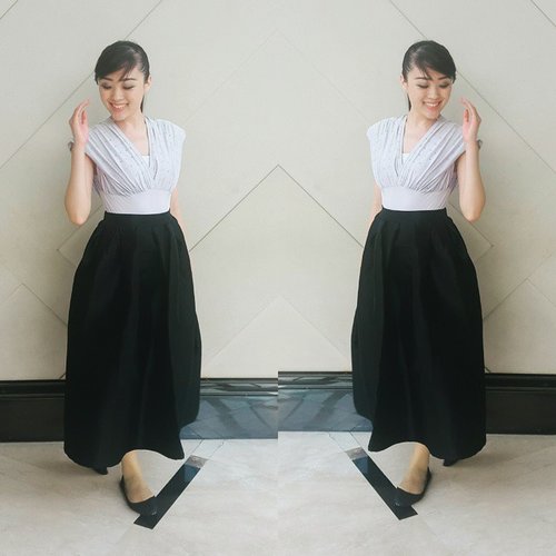 I wish you, a wonderful Friday... full of happiness and laughter :) this is my friday working ootd... a vintage black full skirt and grey kimono top :) #me #outfitoftheday #ootdindonesia #ootdindo #ootdbkk #jakarta #vintage #vintagestyle #flounceskirt #clozetteid #clozette #lookbookbkk #lookbooklookbook #lookbookindonesia #lookbook