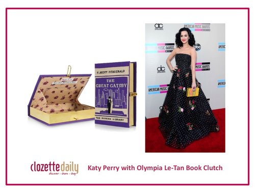 Katy Perry with Olympia Le-Tan Book Clutch
