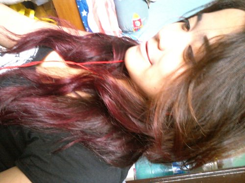 Ombre color.. Burgundy purple in brown