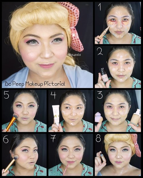 #auzolatutorial 🌟 Bo Peep Makeup Pictorial 🌟
(Swipe for eye makeup pictorial)
.
I also used some local makeup for this look, i'll mention below:
.
Complexion:
🌟Step 1
- @makeoverid Lip Color Palette Poprock Peach (Red color for undereye).
- MakeOver Camouflage Cream Face Concealer (Light Green to neutralize acne redness).
- @lagirlcosmetics Pro Conceal HD Concealer shade Creamy Beige
🌟Step 2
- @sephoraidn Base Sublimatrice Primer éclat
🌟Step 3
- @shuuemura Face Architect Smooth Fit Fluid Foundation Medium Beige
- Blend with @minisoindo sponge
🌟Step 4
- @mustikaratuind CC Cream (to add more glow)
🌟Step 5
- Light shading (cheekbone, nose and jaw area) @toofaced Cocoa Contour & a lot of @nyxcosmetics_indonesia HD Blush in Baby Doll
🌟Step 6
- Tons of @esqacosmetics Phuket Highlighter mixed with @beccacosmetics Champagne Pop Shimmering Skin Perfector
🌟Step 7
- @wardahbeauty Exclusive Matte Lip Cream in Berry Pretty 10
🌟 Step8
- @coverfx Custom Enhancer Drops in Moonlight for blinding glow
.
Eye Makeup:
🌟Step 1
- @benefitcosmetics Cream Gel Brow no.3
- Daiso Eye Brow Gel Brown
🌟Step 2
- @silverswanlash Eyelid Tape (I used 3pcs each eye)
🌟Step 3
- @viva.cosmetics Eye Base Gel
- @mizzucosmetics Gradical Eyeshadow in Ma Cherie Color 3
🌟Step 4 & 5
- Blend with Color 3 then color 1 for inner corner.
🌟Step 6
- Mizzu Perfect Wear Eyeliner Pen (make a thick dolly line)
🌟Step 7
- @pixycosmetics Line & Shadow shade White
🌟Step 8
- @maybelline Volum Express Turbo Boost Mascara
.
Easy look right? The key is big dolly eyes and glowing skin 😍
.
.
.
.
#pictorial #toystory4 #toystory #toys #dolls #bopeep #porcelaindoll #disney #pixar #disneypixar @toystory @disney @disneyindonesia @pixar #wakeupandmakeup #makeupforbarbies  #indonesianbeautyblogger #undiscovered_muas @undiscovered_muas #bloggerceria #bloggermafia #clozetteid #fdbeauty #indobeautysquad  @indobeautysquad  #tampilcantik #mua_army #fantasymakeupworld #girlssecretsquad #100daysofmakeup #beautybloggerindonesia
