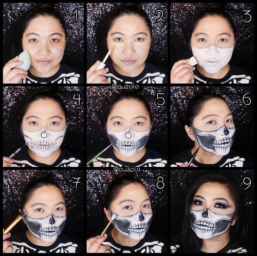 #auzolatutorial Skeleton Mask Makeup look!
.
Stepsnya nanti di update lagi hehe.
P.s my eye turned red due some eyeliner malfunction lol.
.
.
.
.
#wakeupandmakeup #skeleton #skull #skullmakeup #skullmask #gothic #goth #gothgirl #gothicmakeup #makeupforbarbies  #indonesianbeautyblogger #undiscovered_muas @undiscovered_muas #clozetteid #makeupcreators #slave2beauty #coolmakeup #makeupvines #tampilcantik #mua_army #fantasymakeupworld #100daysofmakeup