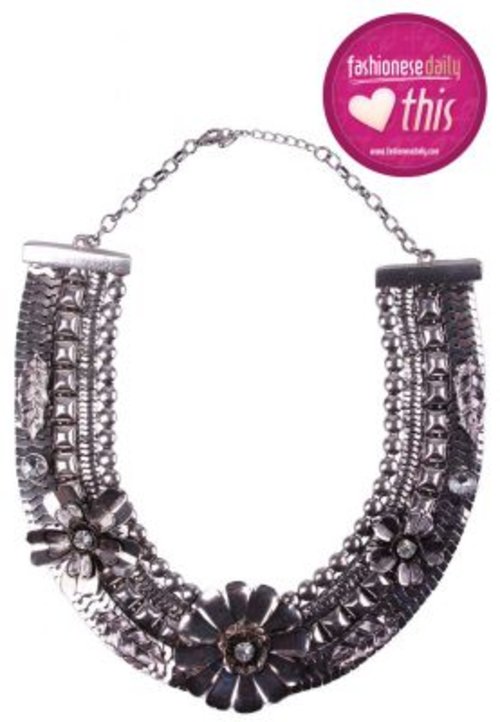Tucked In Wide Chain Flower Silver Necklace | Pengiriman Gratis | ZALORA.co.id