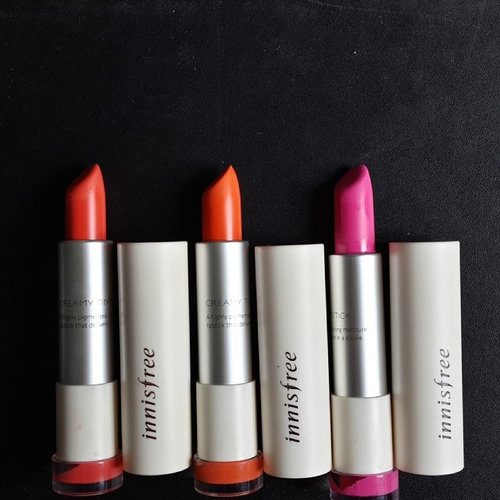 Innisfree Creamy Tint Lipsticks! L-R: 4, 3, 2