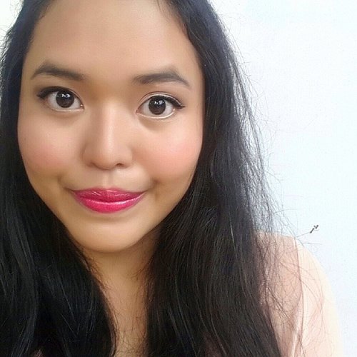 Valentine's Day FOTD: a fresh youthful face featuring La Femme Indian Rose on cheeks and Revlon Lacquer Balm in Vivacious