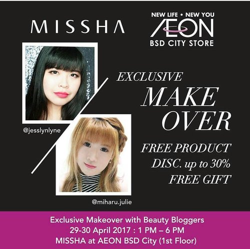 Don't miss it!!! Visit @missha.id at @aeonmallbsdcity 1st floor to find more about their amazsing spectacular promos with a lot of activities such as makeup demo and FREE Exclusive Makeover for 30 people who shop and without minimum purchases and also FREE GIFT!
Find out to know more and see you tomorrow!!
.
.
.
.
#makeupdemo #makeover #misshaid #missha #misshaindonesia #beautyinfluencer #kbeauty #wonderfullyn #lynebeauty #clozetteid #fdbeauty #clozetteambassador