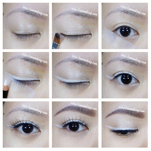 Step-by-step white eyeliner tutorial! Well of course you can use black or whatever color you want :) for full face makeup please check previous post or my blog. Details also on my blog xoxoEyelid - @maccosmetics pearl cream base; @revlon sand eyeshadowEyeliner - @revlon photoready kajal in carbon cleopatra; @sleekmakeup matte v1 brights in Pow to set the pencil eyelinerLashes - @makeupforeverofficial aqua smoky lash; @gwiyomiboutique falsies no. 3Brows - @anastasiabeverlyhills medium ash brow wiz#clozetteid #kireimakeup #vegas_nay #anastasiabeverlyhills #makeup #eotd #mua #makeupartist #tutorial #beautyblog #beautyblogger #indonesian #indonesianblogger #auroramakeup #beautyshareit #picturemeetsbeauty #wakeupandmakeup #stepbystep #makeupjunkie #makeupaddict #universodamaquiagem_official #caprissmakeup#desimakeup