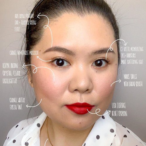 I thought of trying something new in the next couple post. Inspired by Francois Nars makeup book, I saw how he annotated pictures with the products & I’ve been wanting to do that for a while so I decided why not now? 😆 Let me know what you think of the annotation (tap to see the brands used)! •
Slide to see pictures of the makeup in natural light and without annotation. All products used are mentioned on my Instastory highlight.
•
And as always, tutorial on how to create this look is available on my Instastory Highlight on my profile (under “Velvet Ribbon”).
•
Xoxo
•
•
•
#makeup #makeuptutorial #hamont #hamontmua #toronto #torontomua #clozette #clozetteid #makeupartistsworldwide #muajakarta #jakartamua #indonesianbeautyblogger #bbloggers #bbloggersca #asianmakeup #redlips #velvetribbon
