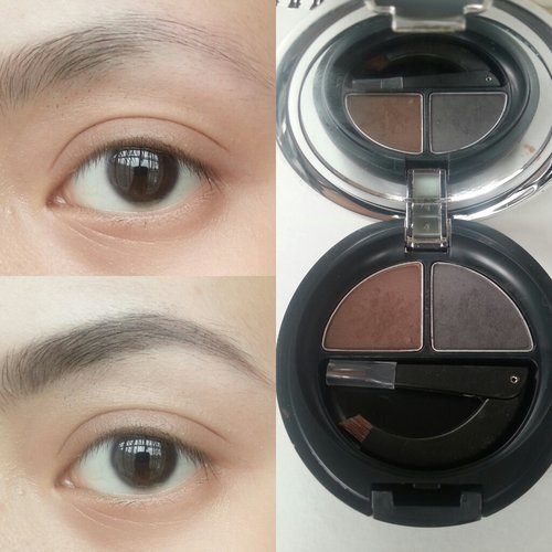 Ultimate favorite for my brows is from TBS eyebrow kit (03). This is a cake powder. Texture is smooth but not powdery. Long lasting and it just the perfect shade for my brow. Easy to blend in and the result , my eyes are naturally shapped. Love love love it!