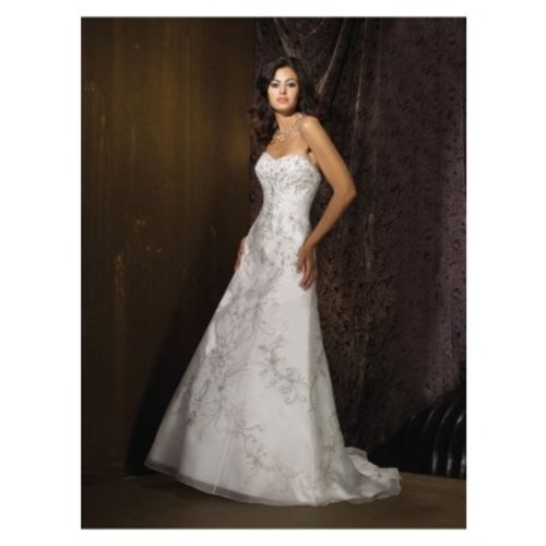 Crystal Organza Sweetheart A-line Wedding Dress with Appliqued Cheap for Sale