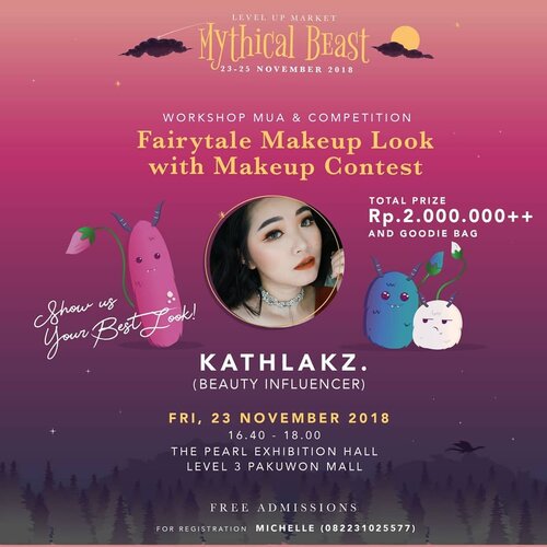 Today the last day for regist! Kalian udah belum? Kapan lg kath bakalan makeup demo and free... Bakalan ajarin n check lgsg makeup kalian d tmpt. Ga cmn itu. Kalian jg bisa ikutan lgsg lombanya dan dptin hadiah tunai *seru abis si ini...Ga hanya itu... Cmn dengan registrasi aja kalian bs lgsg dpetin goodie bag dari @mitsuto.id dan @ultimaii_id Buruaaann! Limited seat only........#bloggerindonesia #lookbookindonesia #beautyguru #beautyvlogger #beautyblogger #clozetteid #bloggerstyle #fashionblogger #fashionstylea #fashionindo #indonesianbeautyblogger #indonesian_blogger #indonesiabeautyblogger #youtubeasia #youtuberindonesia #clozetteambassador #beautyindonesia #indobeautygram#stylehaul #cgstreetstyle #ggreptrend #ggrep #ootd #makeupclass #makeupclasssurabaya #freemakeupclass