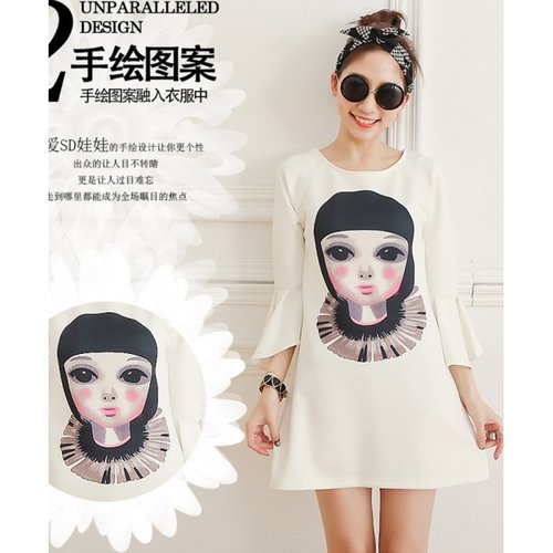 DC1690 Women Face Print Dress