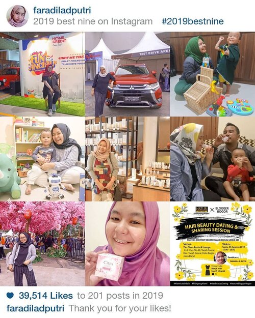 Mandatory post to end the year ❤️ ternyata post terpopuler tahun 2019 itu sebagian besar kerjaan sih ya HAHAHA. Which means :  alhamdulillah diberikan banyak kemudahan dan kesempatan untuk berkarya dari rumah jadi blogger/content creator. I hope I can do more of this because I like my job oh so much ❤️❤️ .Kalau dilihat sih ga jauh dari anak, keluarga, finance, beauty, traveling sama sharing session. 😆 Yap hal-hal ini sebenarnya yang pengen difokusin tahun depan. Pengen bisa lebih baik lagi dalam hal-hal tersebut dan juga bisa sharing pengalaman dengan orang banyak, baik secara langsung maupun dalam bentuk tulisan. Karena apalah arti hidup ini kalau tidak bisa bermanfaat untuk sesama~, no matter how small it is. Semoga bisa terus berkarya yaa di 2020 ini, SECARA KONSISTEN JUGA 😆 #selfreminder .Pelajaran yang bisa diambil di 2019? Bisa swipe swipe untuk baca. Semoga 2020 lebih baik dari tahun ini yaa, otw masuk kepala 3 soalnya HAHAHAHA. Anw apa sih pelajaran yang didapat di tahun 2019? Silakan sharing di komen atau di IGS juga boleh. .So, it's about time we say helloooo to a new decade, the 20's! Bismillah, let's start this right ❤️ mungkin bisa dimulai dengan #30HBC20 alias #30haribercerita kali yaaa hihi. I love challenges to make me write consistently 😆.-------.#mybestnine #mybestnine2019 #bestnine #happynewyear #thankful #newyear #memories #bestnineoninstagram #selfimprovement #selflove #ClozetteID #clozettedaily #momblogger #lifestyleblogger #satriorpradana #thepradanasfamily #thoughtsbyFaradila