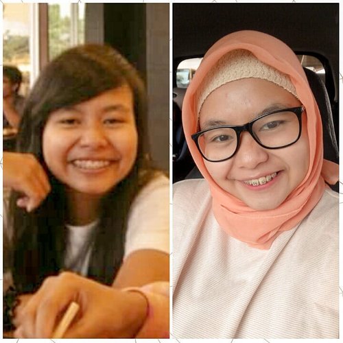 Here we goooo! My #10yearchallenge 😂😂😂 Temukan perbedaan antara 2 foto ini HAHAHA. Alhamdulillah ya sekarang sudah mengenal skincare 😂😂 I've glowed up dan sudah berhijrah (still a process tho). .So what's going on in this pic? .2009 : happy, single (with drama here and there erw), busy with college & a bunch of extra activities, skinnier (HAHAHA), long hair, rarely wear glasses & have big dreams ❤ kualitas kamera masih gitu deh 😂 .2019 : happy, married (with 1 kid), busy with housework, blogging, teaching and freelance stuff, fatter (HAHAHA), hijab, often wear glasses & still have big dreams ❤ hai kamera jahat yang bikin mulus + bantuan glowing dengan cahaya Illahi 😂 .Delete soon? We'll see. I am somehow in awe looking at my transformation mentally and physically. I wonder where I will be, what I will do and what I will become in the next 10 years. Cheers! .-------.#selfie #throwback #throwbacktuesday #tbt #2009 #nowvsthen #clozetteid #clozettedaily #hijab #hijabdaily #my10yearschallenge