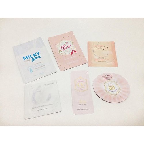 Etude sample pack II
IDR 30.000-
1. White moistfull triple active essence
2. Moistfull mineral collagen
3. Precious mineral BBC bright fit
4. CC cream glow
5. Silk scarf hair treatment 
6. Milky you one step cleansing foam
#JualEtude #JualSample #BlogSale #SampleSale #ClozetteID #instabeauty #indonesiablogger #indonesiabeautyblogger #bloggerBDG #bloggerlife #bloggerbandung #bloggerindonesia #beautyblog #beautyblogger #beautybloggers #beautybloggerbandung #beautybloggerindonesia #bblogger #bbloggers #bbloggerslife