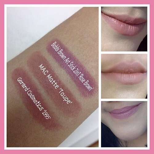 I have been obsessed with MLBB kind of lipstick since the very beginning of my make up routine. My oldie-but-goodie lipstick was @revlon super lustrous in fleshtone. For you who were born in 1990s, you probably never heard of this shade :) These are the three nudes that can easily found in my daily cosmetic pouch; 
@bobbibrown stick 2in1 shade rose brown - the one with cool toned pink-mauve undertone. This is my signature lipcolor as I always fall in love with mauve. The other version of this is @narsissist Pure Matte Lipstick in Tonkin, which is more muted. A pretty color indeed, especially for medium and olive skin.

@maccosmetics matte in taupe, a literally nude lipstick, but would never make you look washed out. A truly MLBB colour, looks natural and perfect if paired with bold smoky eyes. It might be too dark for the fair-skinned girls, but for me, this is beyond perfect.

@gerardcosmetics 1995 is my latest addition. It got the high ratings among the beautybloggers, and now I can see how versatile the color is! It can be worn daytime or night, makes your face brighter and the rosy brown color will suit to any skintone.

Beware that these three have super matte formula, and possible to dry out your lips. Among three, Gerard Cosmetics is the matte-st, followed by the Bobbi Brown and MAC which has more buttery finish compare to the other two. Price wise, the Bobbi Brown sold in Indonesia for IDR 330k, while MAC is 260k and you can get Gerard Cosmetics through online purchase for IDR 200k.

#lipstick #minireview #indonesiabeautyblogger #clozetteid #clozettedaily #mac #gerardcosmetics1995 #kyliejenner #nudelipsticks #retro #matte #makeupaddict #makeupjunkie #review #blog #gleamingdiamante