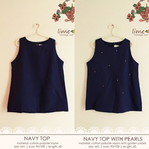 Navy top with/without pearls ♥ 
Avail size M and L
Color Navy
Material cotton poly rayon

Www.limevintageme.com
Sms / wa 081286212177

#top #vintagetop #navy #navytop #localbrand #limevintageme #clozetteid #clozettedaily #clothingline #olshopindo #onlineshop