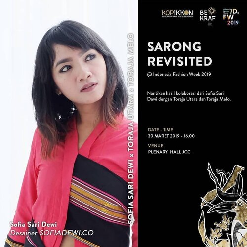 PA'BUNGA BUNGA URBAN REBORN 
SOFIA SARI DEWI X TORAJAMELO X TORAJA UTARA 
Memutuskan untuk bergabung dengan @torajamelo setahun lalu, ternyata mengantarkan saya ke 4 area tenun tua Indonesia : Toraja & Mamasa di Sulawesi dan Adonara & Lembata di Nusa Tenggara Timur .. percayalah, Tuhan itu cukup sejentik jari mengarahkan kita ke "jodoh" .. .
.
.
.

Bukan berarti saya meninggalkan Ngada yang saya kenal bersama @ikkon_ngada di tahun 2016, tapi explorasi lintas area juga diperlukan untuk memperkaya diri dan profesi ... .
.
.

Saya tak pernah bosan mengatakan "Indonesia bagai perpustakaan raksasa yang memiliki ribuan budaya, yang selalu menggelitik jari saya untuk menari" .
.
.
.
Terima kasih @kopikkon & @bekrafd4 @bekrafid .. setelah 2018 lalu saya bisa tampil bersama @liveinmanumanu dan tenun Indigo Ikat Ngada dengan kain kebanggaan saya Indigo Deep Blue Sea .. tahun ini, saya akan tampil bersama motif tenun tua Toraja yang nyaris punah di 2008 lalu. Thank you @torajamelo sudah menyelamatkan dan melestarikan tenun geometrik cantik ini 😍
.
.
.
.
#ModernIndonesiaStyle
#SaveWeavingSaveLife #TenunIndonesia #LocalProud #IndonesiaFashionWeek #LocalID .
.
.
#Repost @bekrafd4
・・・
Desainer yang akan tampil di Indonesia Fashion Week 2019 ini adalah Sofia Sari Dewi.
_
Pemilik brand SofiaDewi.Co ini menorehkan prestasi di dunia fesyen yang tidak perlu diragukan lagi, selain mendapatkan berbagai penghargaan, hasil karyanya juga pernah tampil di Indonesia Fashion Week 2018.
_
Signature style dari Sofia masih konsisten sejak debutnya di dunia fesyen. Dengan gaya cutting yang khas dan style tersendiri, @sophie_tobelly akan menampilkan berbagai karya menarik yang berkolaborasi dengan budaya lokal.

@bekrafid @triawanmunaf @rickypesik

#IFW2019 #fashion #sarongrevisited #D4

#clozetteid #clozetteambassador