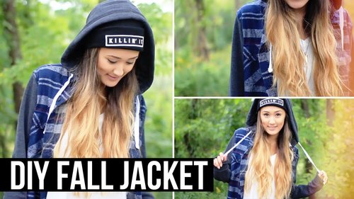 DIY Fall Jacket (Shirt Upcycle!) | LaurDIY - YouTube