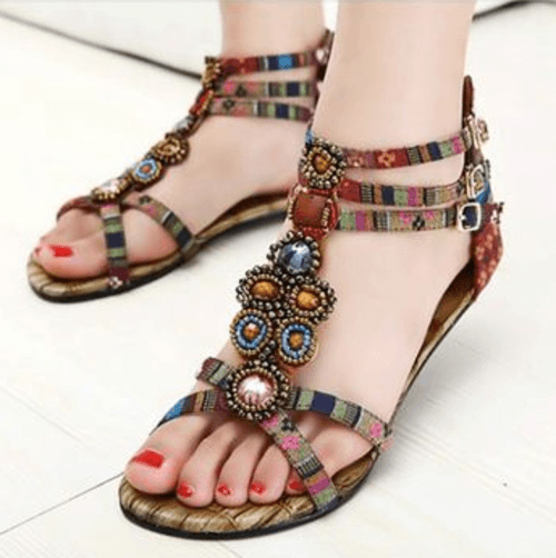 Bohemian Ethnic Style Beaded Jewel Sandals