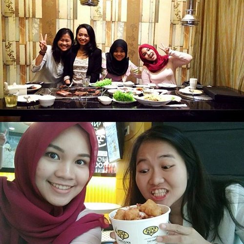 Finally be able to reunite with these girls after KNU, we surely missed Korea, we ate at Han Gang, a Korean grilled we never had in Korea because the beef price is just too high, and the kkuldak reminded us of the "ahjumma food stall" in front of the North Gate, we used to have toppoki, fried chicken, "Korean gorengan", oden, etc from the stall as late night snack or even sahur #KNU #summerschool #friends #korea #clozetteid